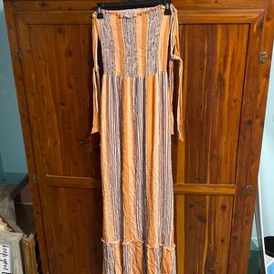 Altar’d State Peach Striped Maxi Dress